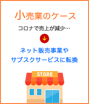 小売業のケース コロナで売上が減少…→ネット販売事業やサブスクサービスに転換